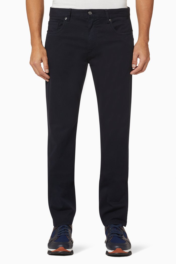 Stretch Cotton & Lyocell 5-pocket Jeans, Blue