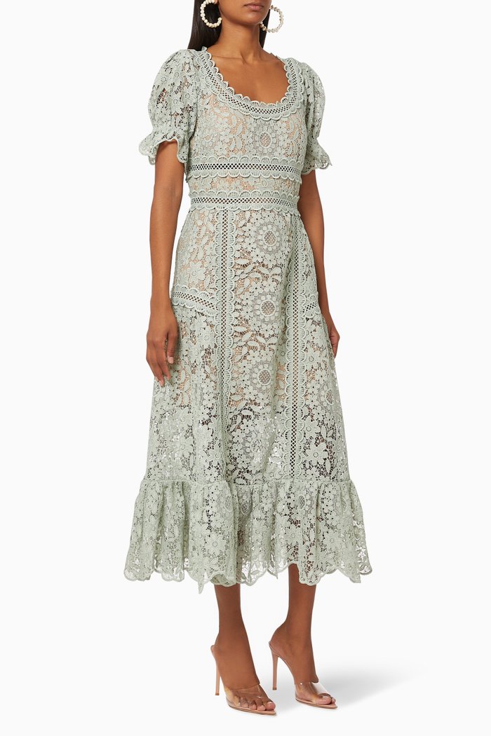 

Guipure Lace Midi Dress, Green