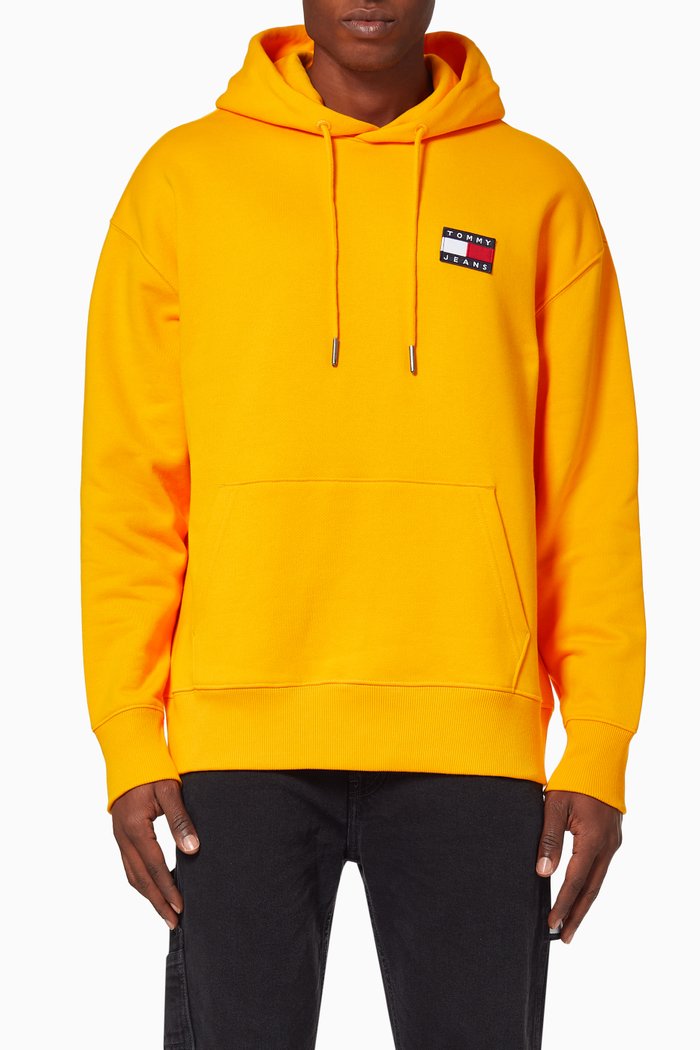 Logo Cotton Fleece Hoodie, Orange