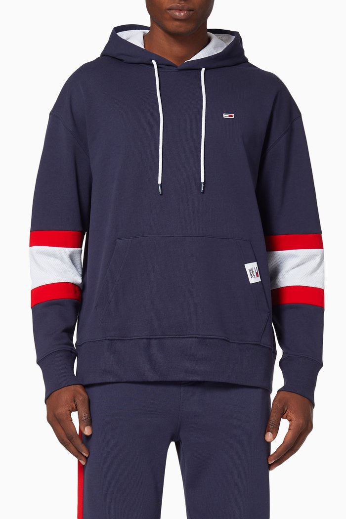 Rugby Stripe Jersey Hoodie, Blue