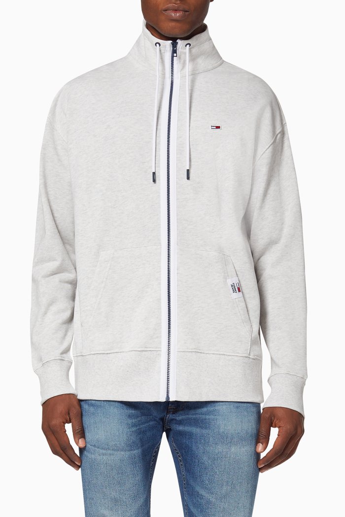 

Contrast Cotton Terry Track Jacket, Grey