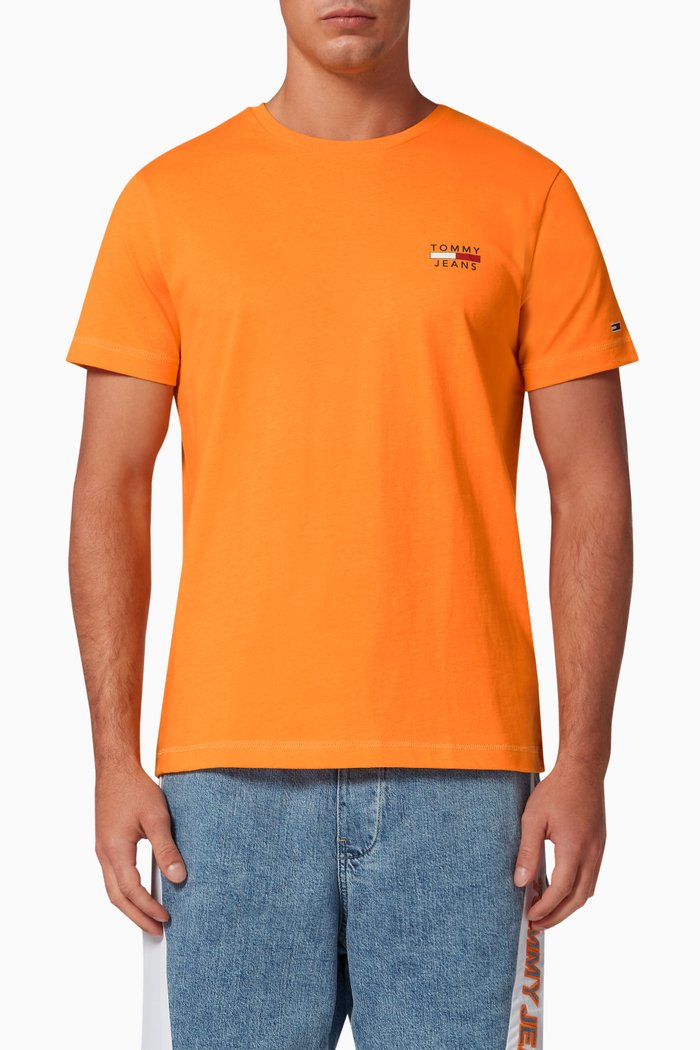 Logo Slim Fit T-shirt in Organic Cotton, Orange
