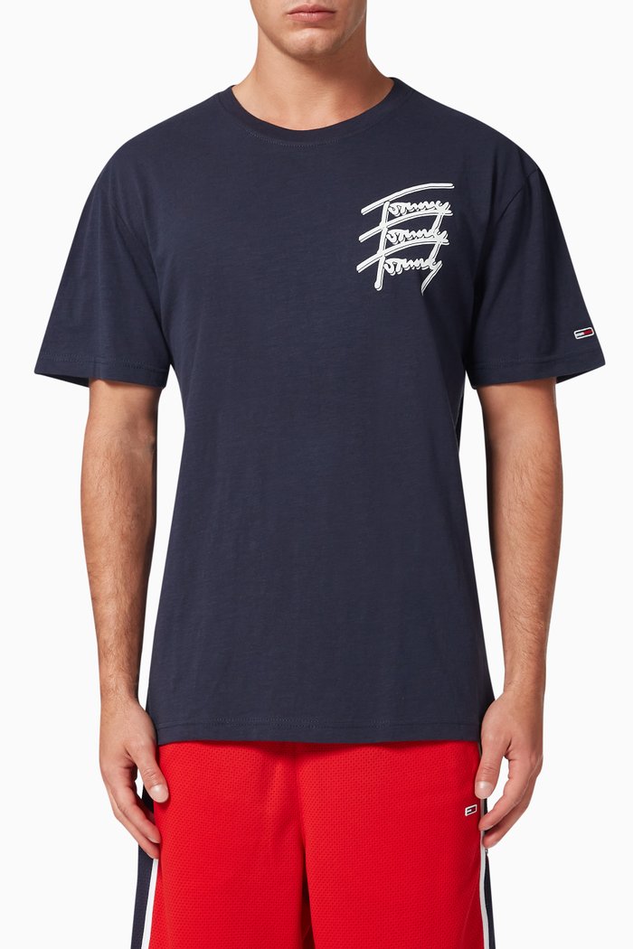 

Repeat Script Logo T-shirt in Organic Cotton, Blue
