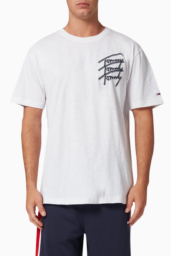 

Repeat Script Logo T-shirt in Organic Cotton, White