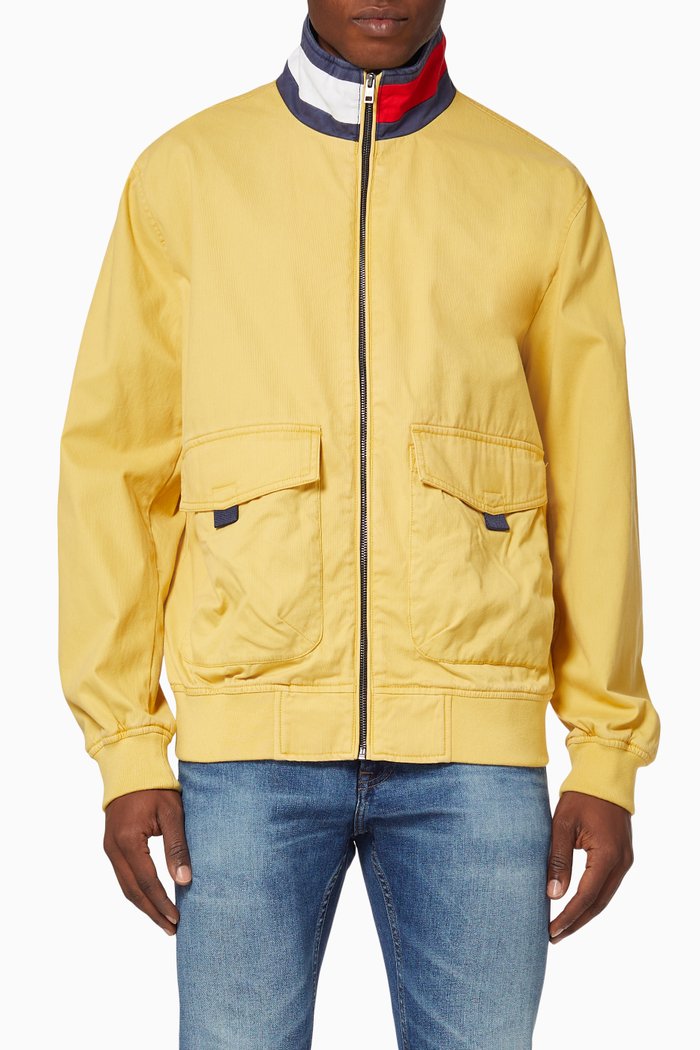 

Flag Collar Organic Cotton Bomber, Gold