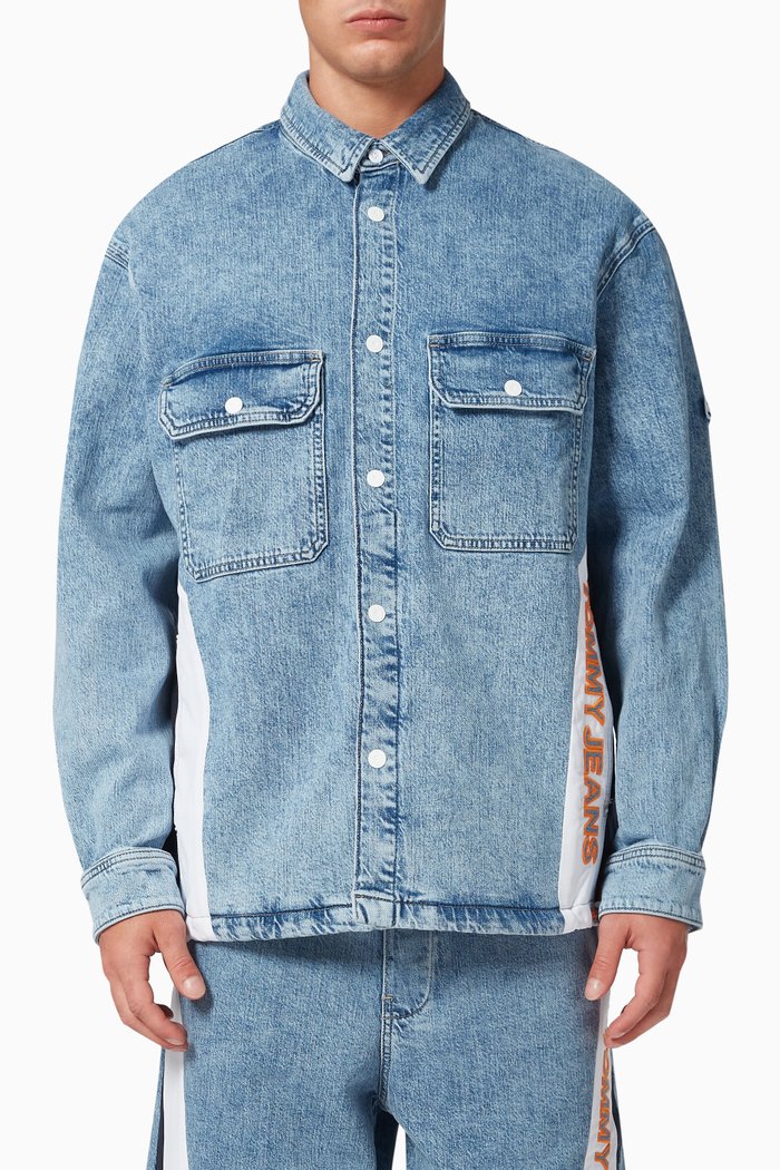

Worker Jacket in Polyester Denim, Blue