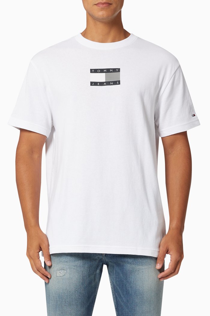 

Tonal Flag Faded T-shirt in Organic Cotton Jersey, White