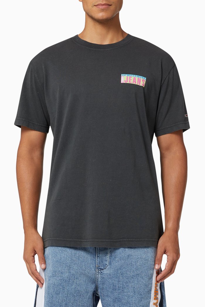 New York Logo Graphic T-shirt in Organic Cotton Jersey, Black