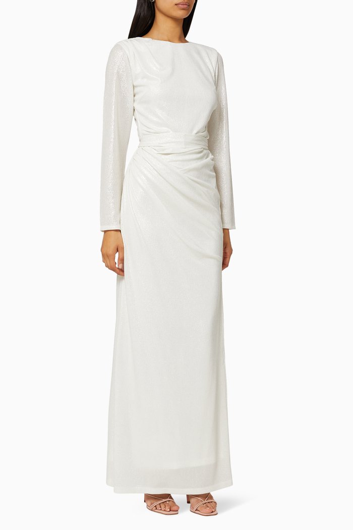 

Metallic Draped Dress, White