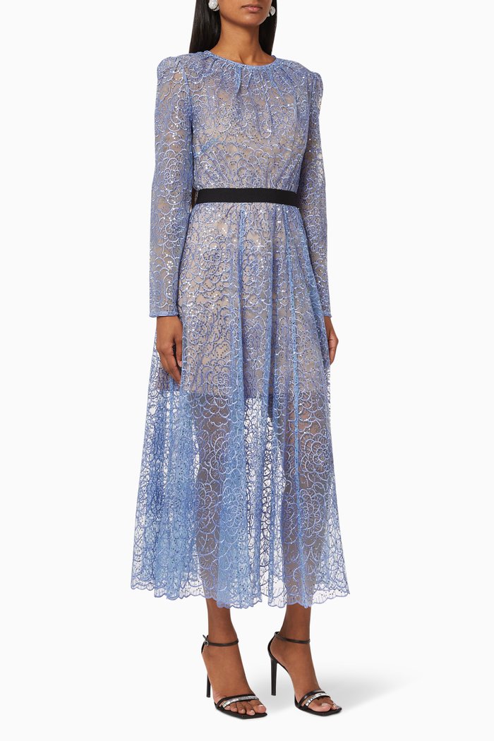

Flower Sequin Mini Dress, Blue