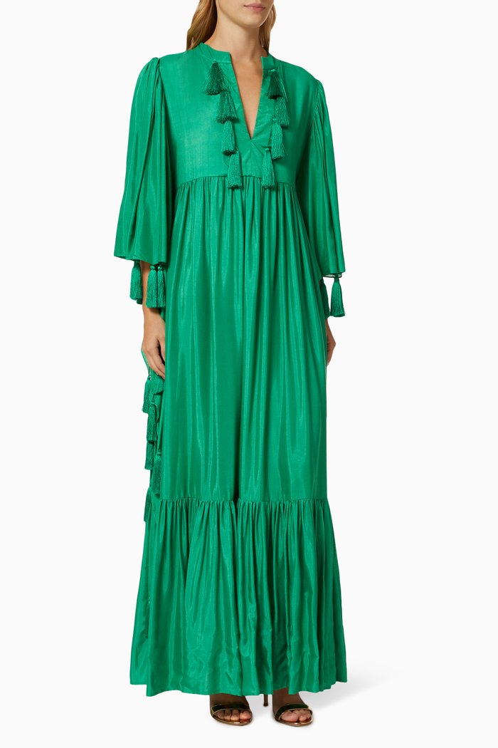 

Tasselled Kaftan Gown, Green