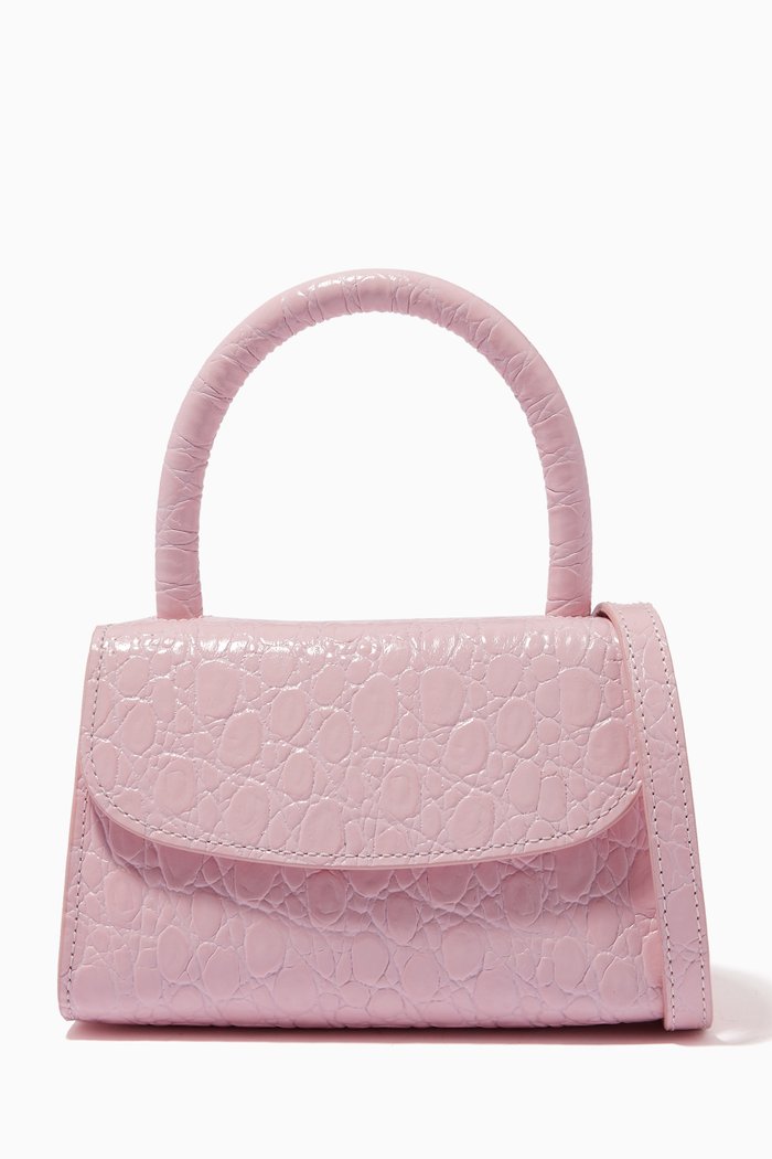 

Mini Bag in Circular Croco Embossed Leather, Pink
