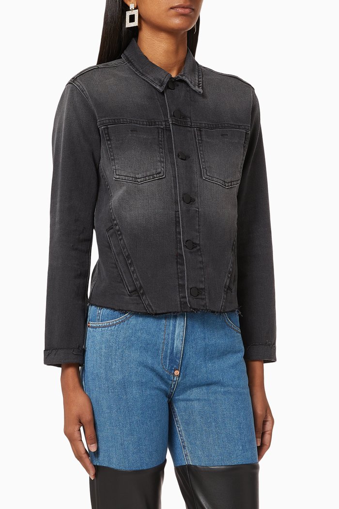 

Janelle Stretch Cotton Denim Jacket, Black