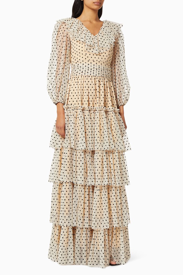 

Polka Dots Tiered Dress, Pink