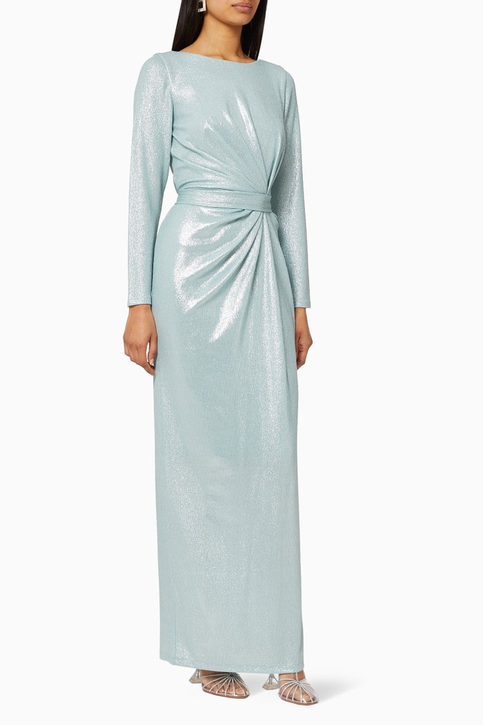 

Metallic Draped Dress, Green