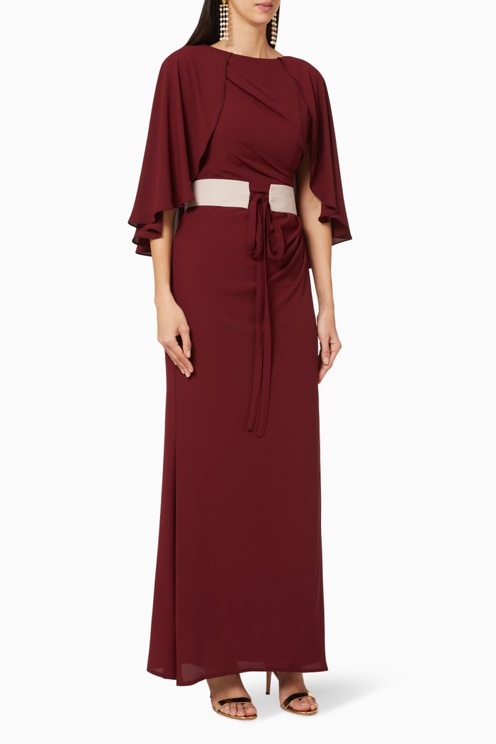 

Crepe Maxi Dress, Burgundy