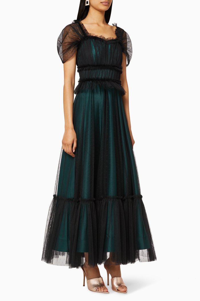 

Tiered Frill Dress, Green