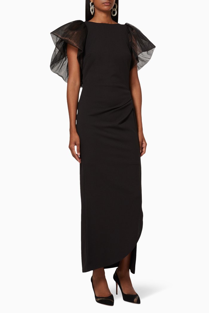 

Ruffles Crepe Dress, Black