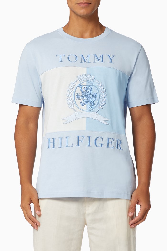 

Crest & Flag T-shirt in Organic Cotton Jersey, Blue