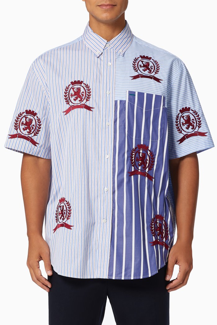 

Crest Shirt in Cotton Poplin, Blue