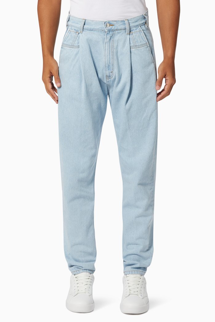 Reconstructed Jeans in Organic Cotton Denim, Blue