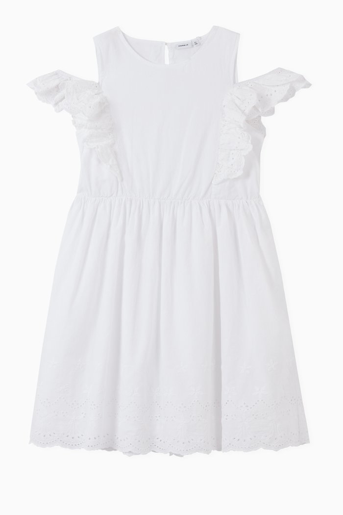 

Broderie Anglaise Dress in Organic Cotton, White