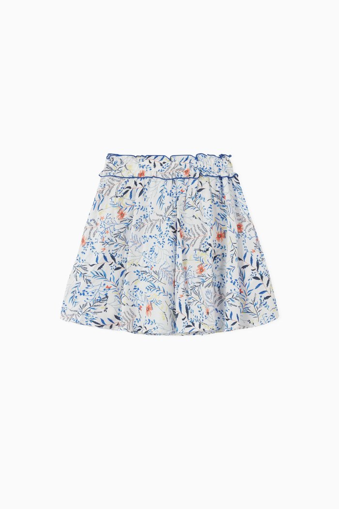 

Floral Print Skirt, White