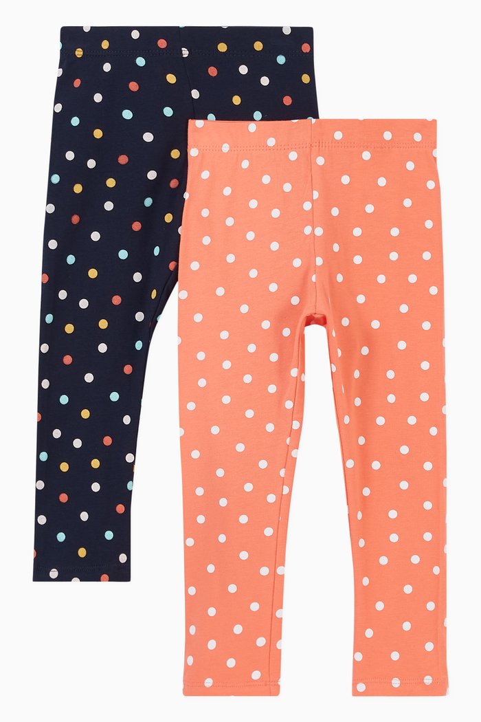 

2-Piece Polka Dot Leggings in Stretch Organic Cotton, Multicolour