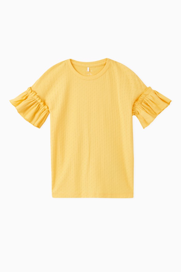 

Ruffle Sleeve Cotton Top, Yellow