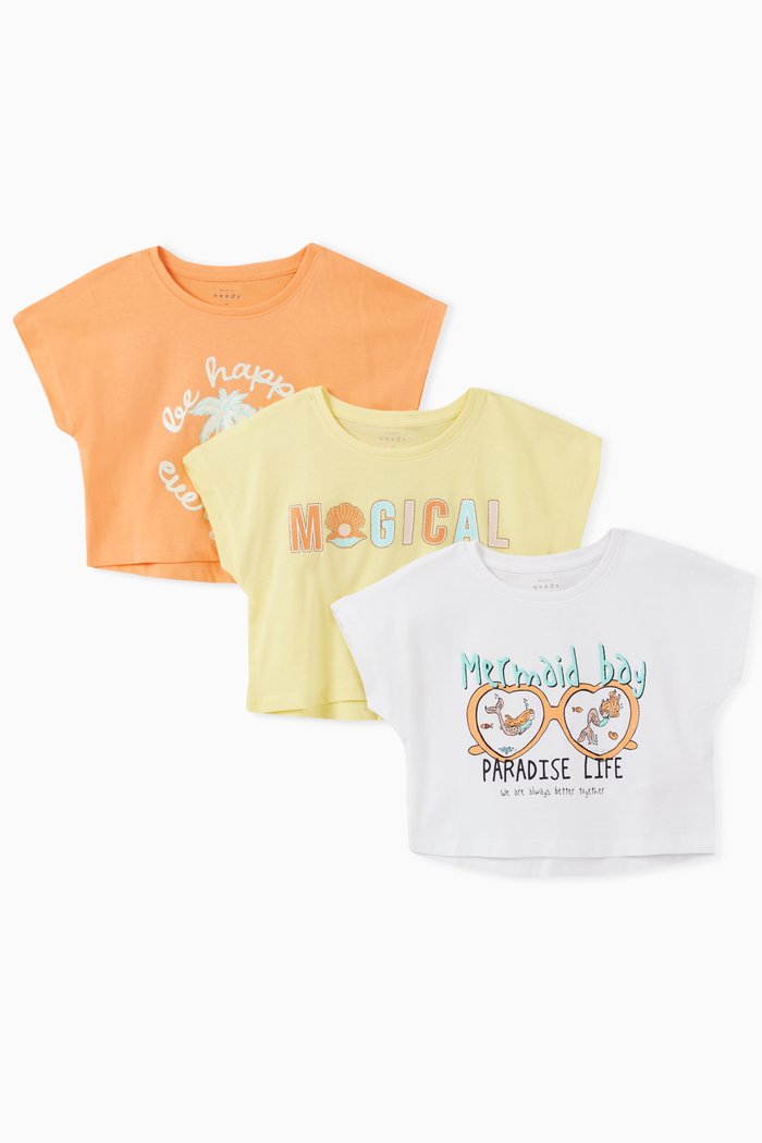 Cropped Tops in Organic Cotton, Set of 3, Multicolour