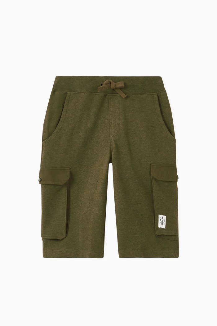 

Long Cargo Sweat Shorts in Organic Cotton, Green