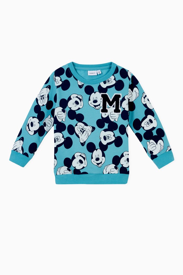

Mickey Mouse Print Sweatshirt in Stretch Cotton, Blue