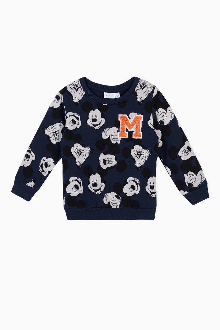 

Mickey Mouse Print Sweatshirt in Stretch Cotton, Blue