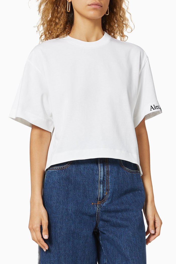 

Cropped T-shirt in Cotton Jersey, White