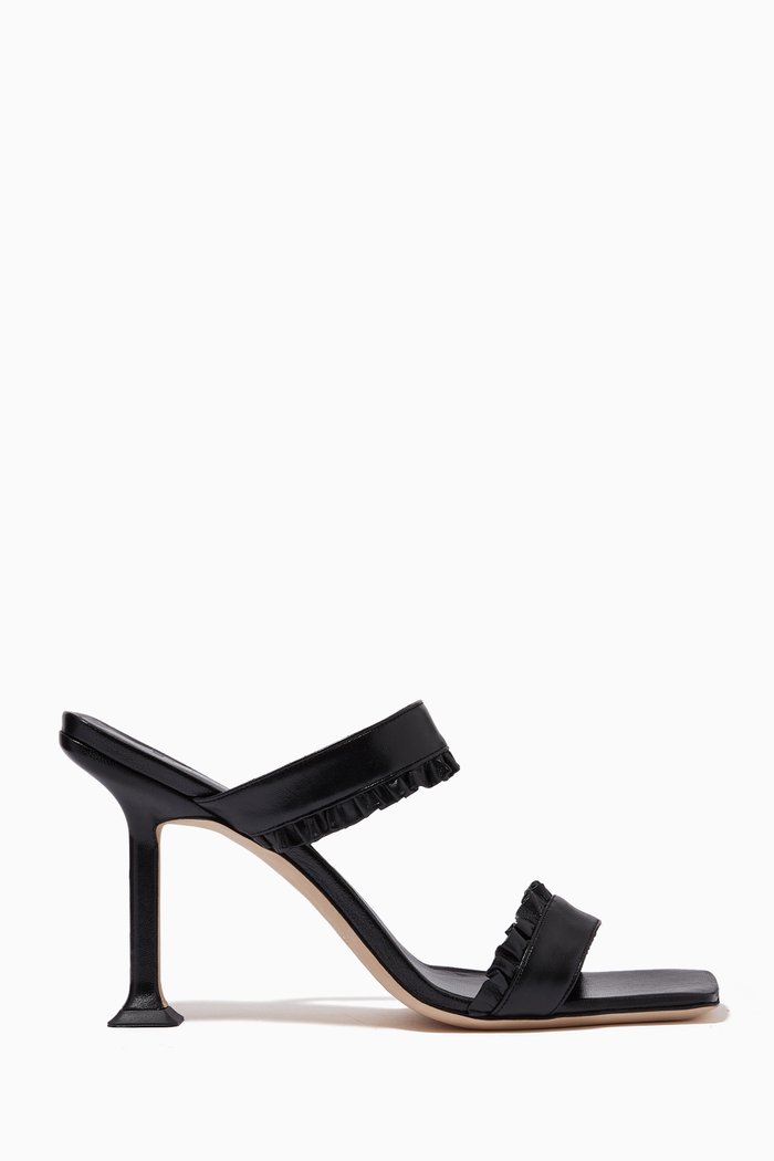 

Pina 90 Mules in Creased Leather, Black