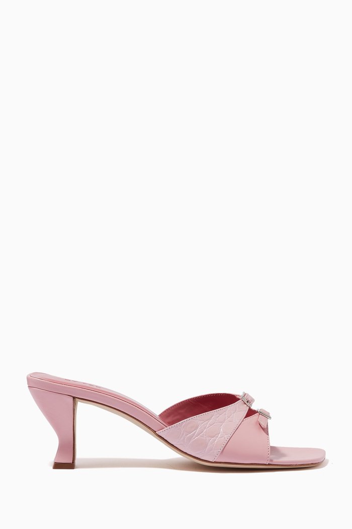 

Noor 60 Mules in Creased Leather, Pink