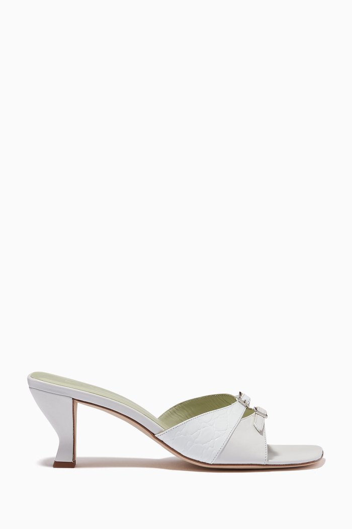 

Noor 60 Mules in Creased Leather, White