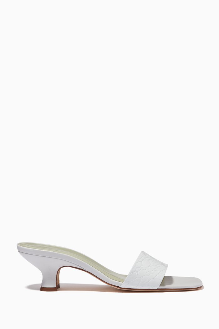 

Freddy 40 Mules in Circular Croco Embossed Leather, White