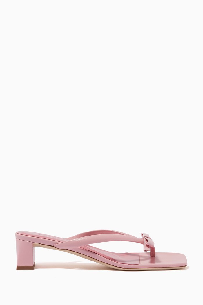 

Bibi 60 Thong Mules in Creased Leather, Pink