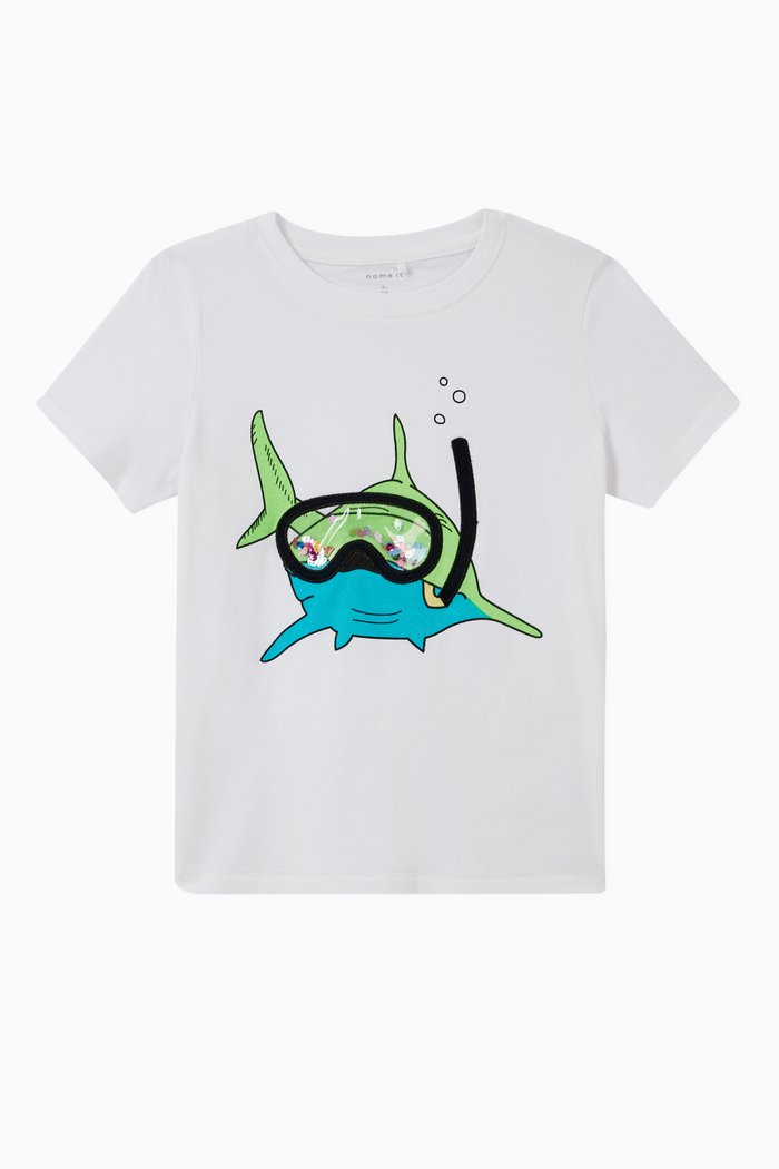 

Snorkelling Whale T-shirt in Cotton Jersey, White