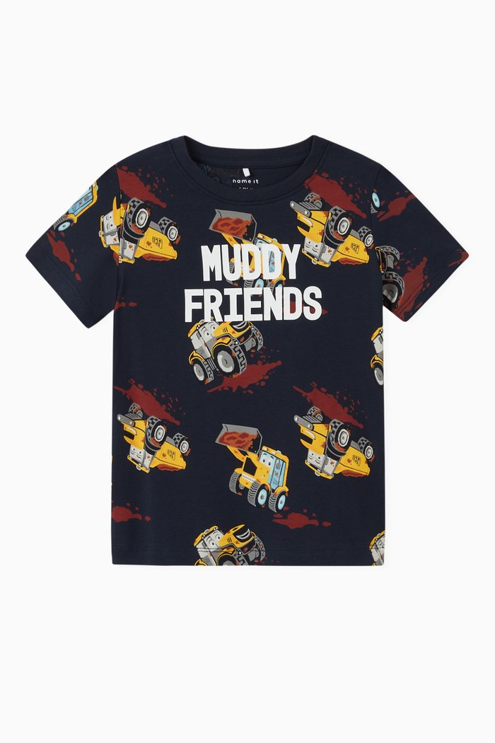 

Muddy Friends Graphic T-shirt in Cotton Jersey, Blue