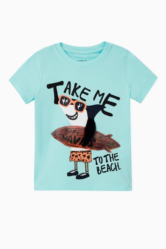 

Take Me To The Beach T-Shirt in Stretch Cotton Jersey, Blue