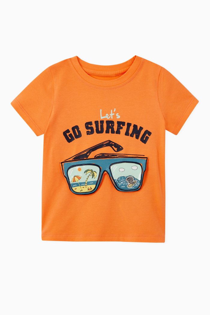 

Let's Go Surfing T-Shirt in Stretch Cotton Jersey, Orange