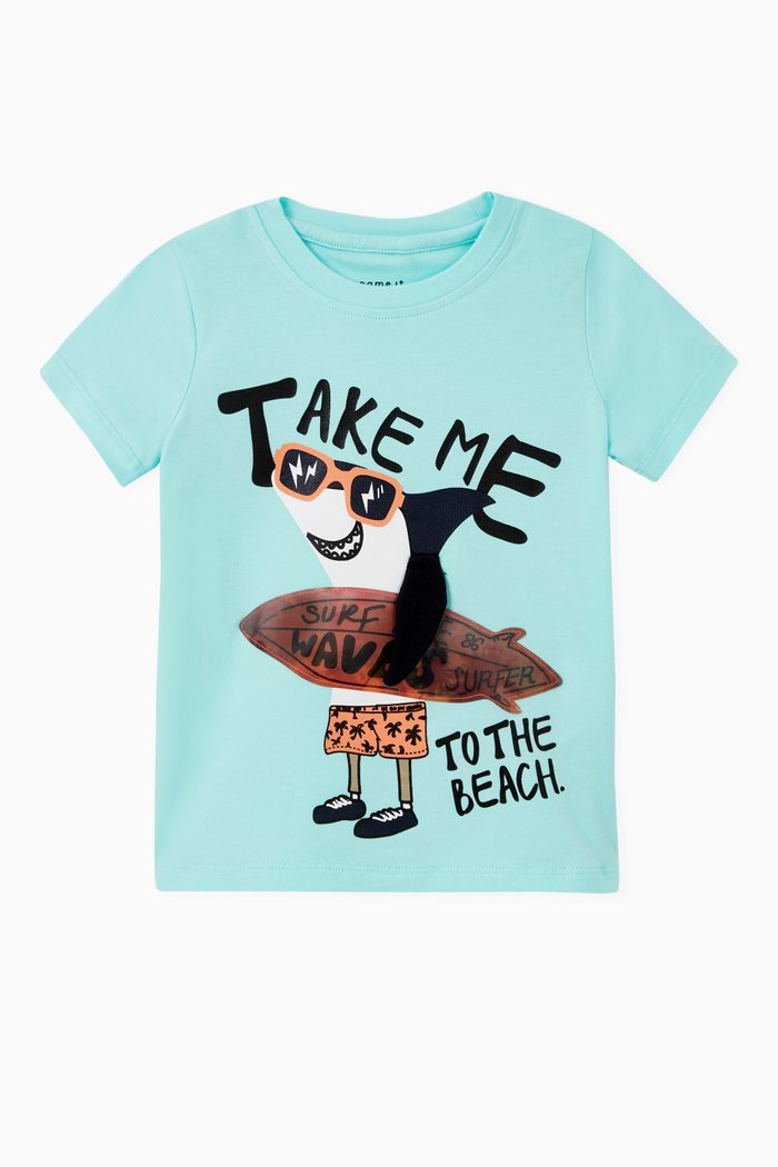 

Take Me To The Beach T-Shirt in Stretch Cotton Jersey, Blue