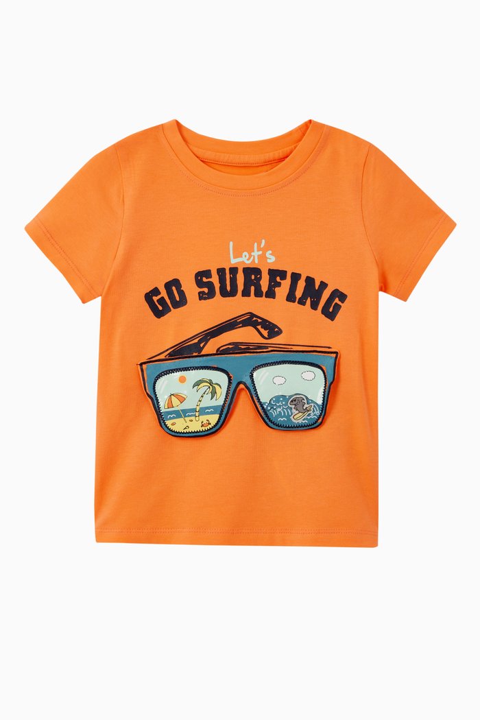 

Take Me To The Beach T-shirt in Stretch Cotton Jersey, Orange