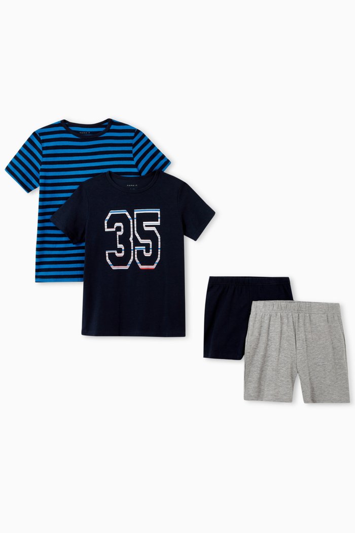 

T-shirt & Shorts in Cotton Jersey, Set of 2, Blue