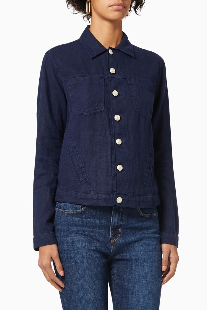 Celine Linen Jacket, Blue