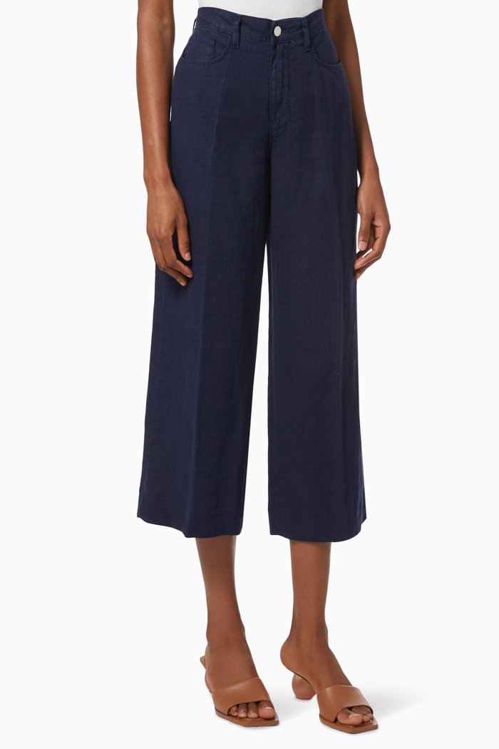 

Danica Crop Linen Pants, Blue