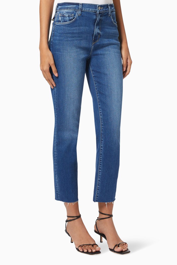 Cropped Slim-fit Jeans, Blue