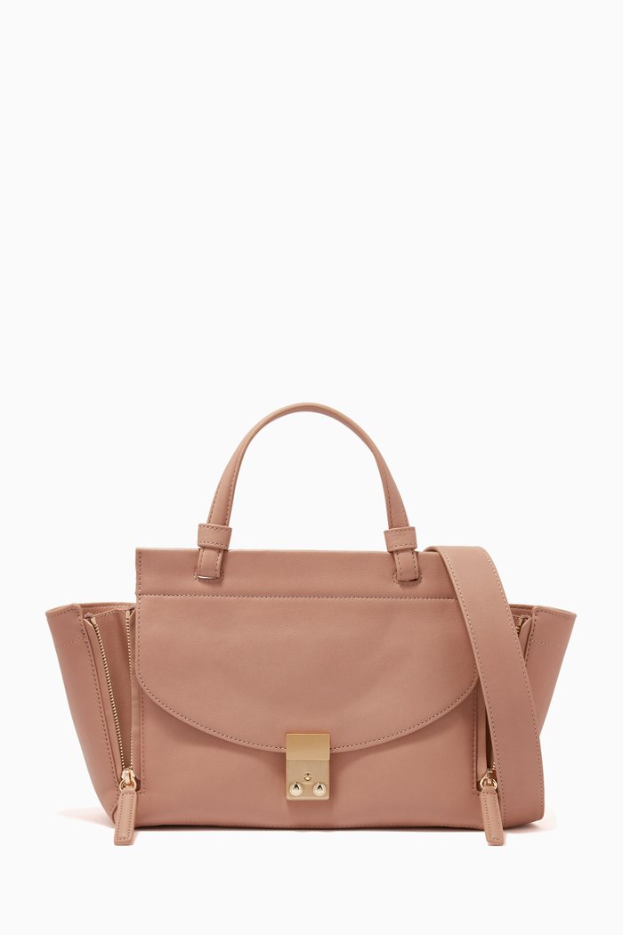 

Pashli Soft Mini Satchel in Leather, Neutral
